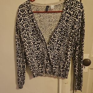 H&M Black and White Animal Print Blouse